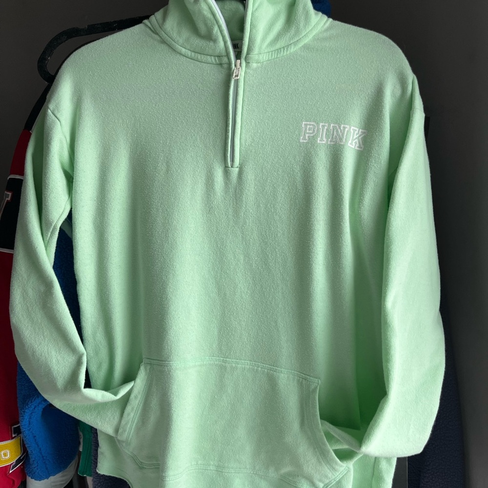 vintage mint green PINK quarter zip